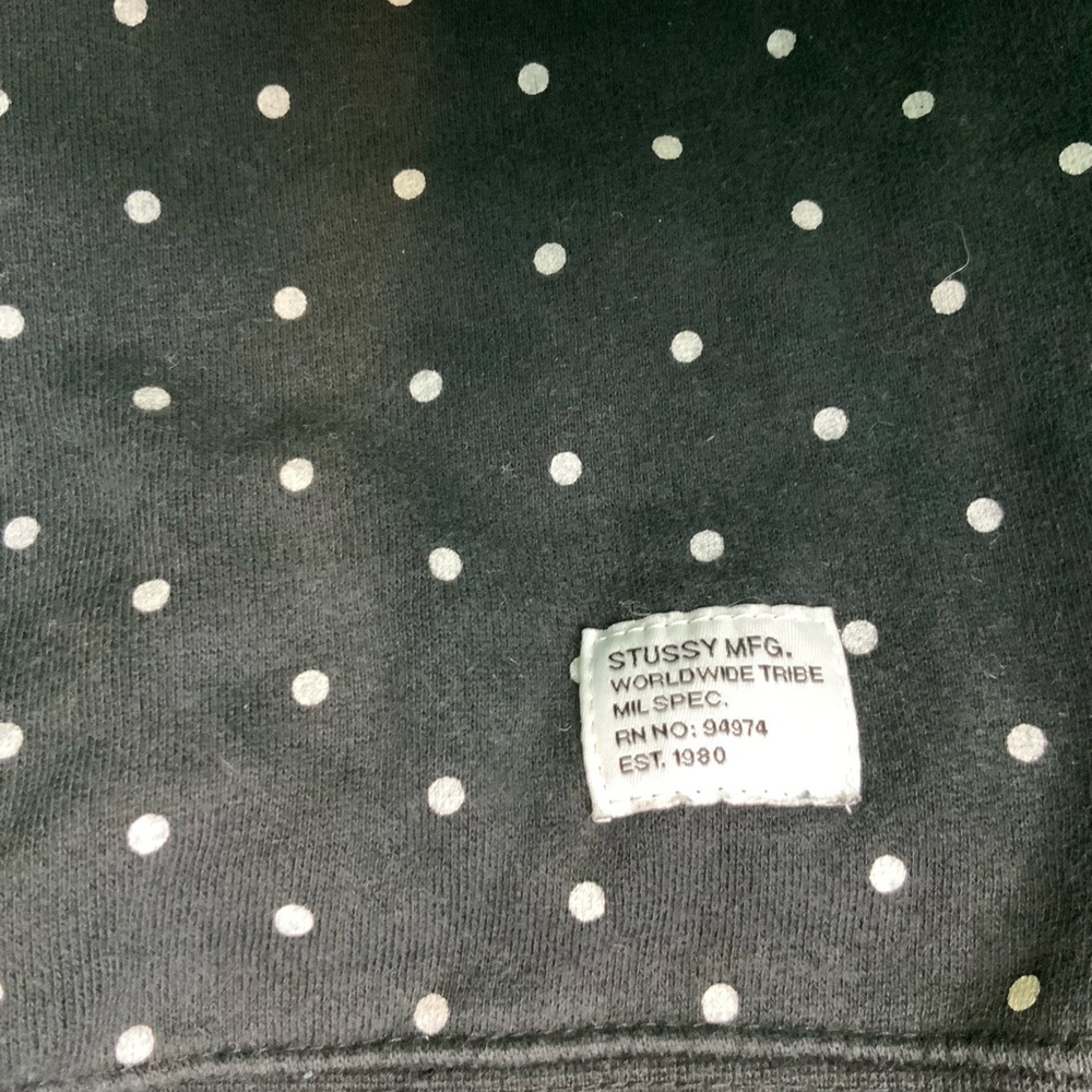 Stussy Black Sweater White Dots Red Logo Size S - Picture 4 of 5